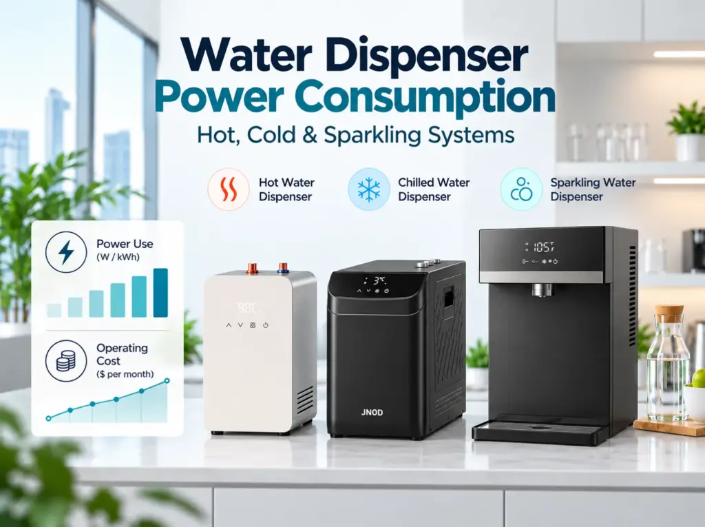 JNOD hot, chilled and sparkling water dispensers illustrating water dispenser power consumption